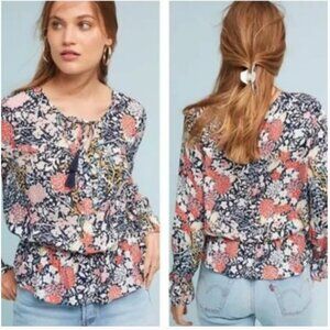 Maeve Floral Feminine Ruffle Top - Size Small - Anthropologie